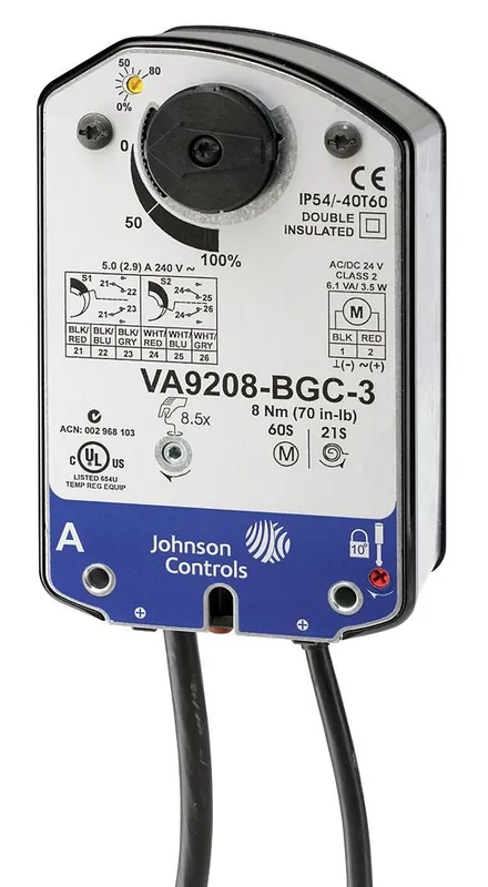 SK0340414-US20260702-105043-0 Johnson Controls VA9208-BGC-3 Electric Spring-Return Actuator 24 VAC - Image 1