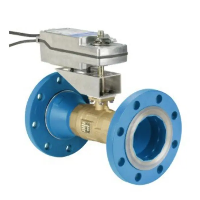 Johnson Controls VG12A5GS Flanged Trim Ball Valve with Model M9220-BAA-3 Spring-Return Electric Actuator Two Way Valve Open