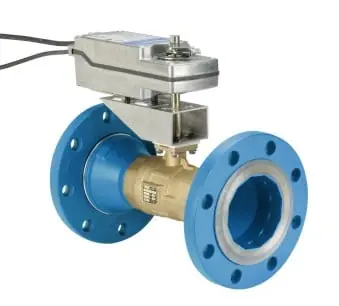 SK0342264-US20260702-105043-0 Johnson Controls VG12A5GS+94NGGA Model VG12A5GS Flanged Trim Ball Valve with Model M9220-GGA-3 Spring-Return Electric Actuator Without Switches, Valve Closed - Image 1