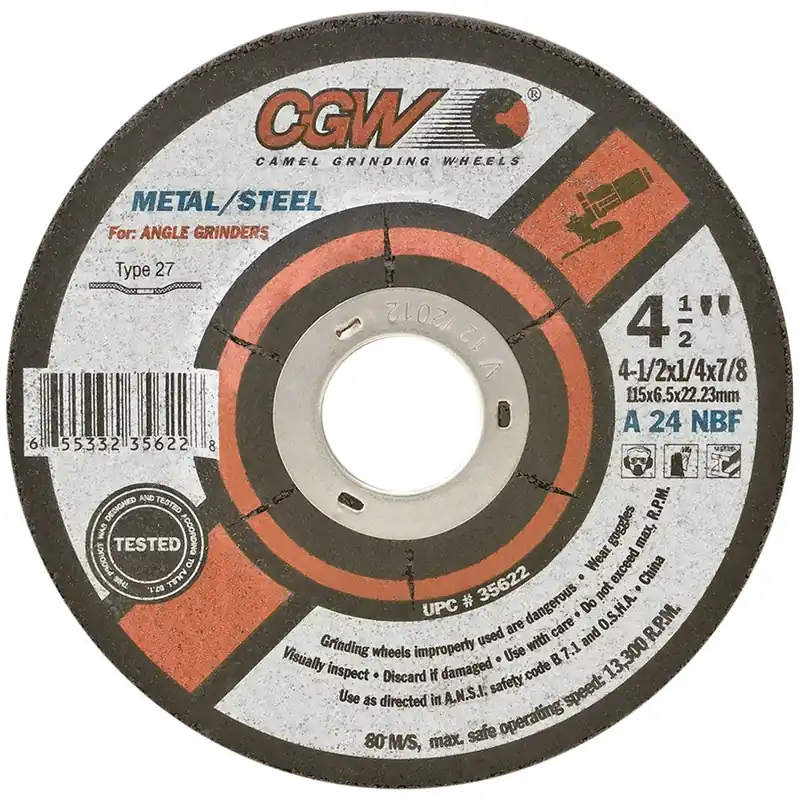 CGW 35643 Type 27 Depressed Center Wheel 7 x 1/4 x 5/8-11 A24-N-BF Steel Fast Cut for Metal 10 Pack