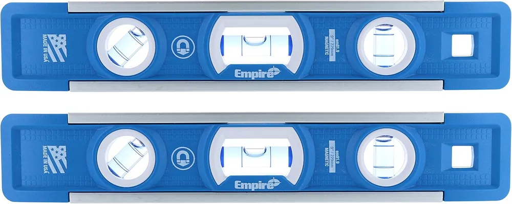 Empire EM81.9 True Blue 9-Inch Heavy-duty Magnetic Aluminum Torpedo Level Twin Pack