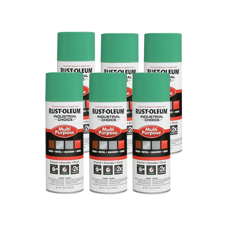 Rust-Oleum 1633830 Industrial Choice 1600 System Multi-Purpose Spray Paint 12 oz Safety Green 6 Pack