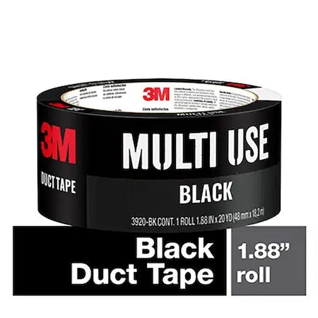 3M 7100107426 Duct Tape Black 3920-Bk 1.88 Inches x 20 Yards