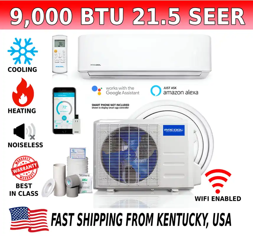 SK0367561-US20260702-105043-0 MRCOOL Advantage 4th Generation 9,000 BTU 21.5 SEER Ductless Mini Split Air Conditioner and Heat Pump - 115V System - Image 1