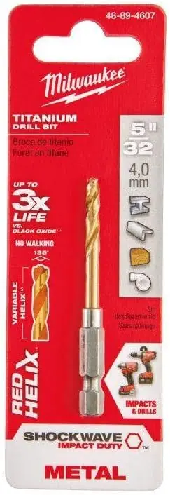 Milwaukee 48-89-4607 5/32 Shockwave Impact Duty Titanium Drill Bit
