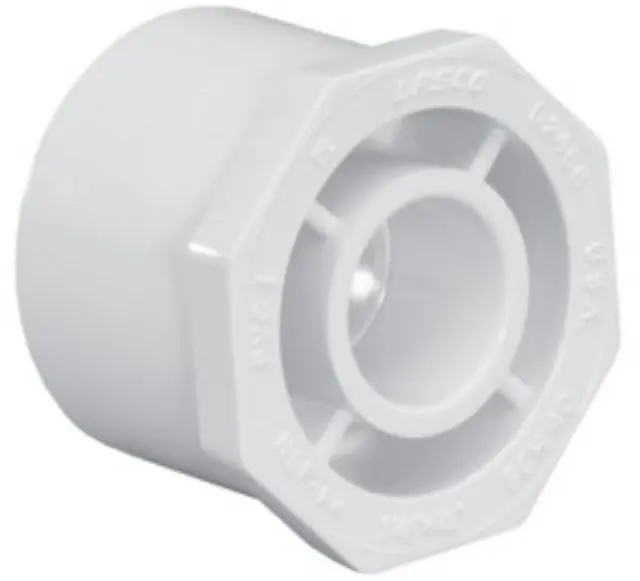 Spears 437-209 SCH 40 White PVC Flush Style Bushing 1-1/2 x 1/2 Spigot x Socket