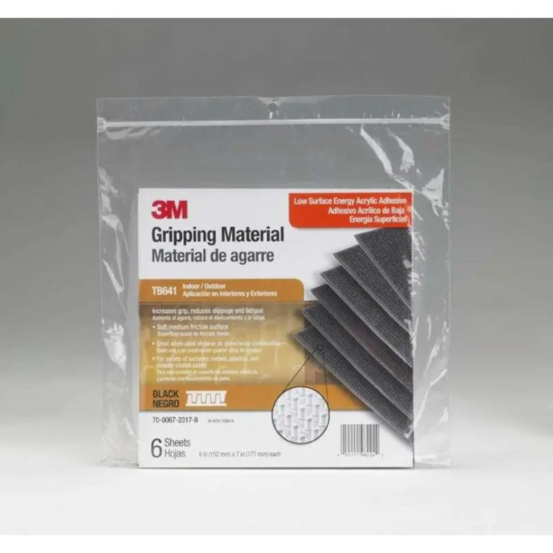 3M 7000049649 Gripping Material TB641 Black, 6 inchesx 7 inches