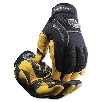 Caiman 2956-L Gold Grain Leather Palm Gloves Large
