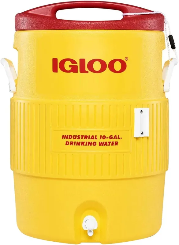 Igloo 48154 Industrial Beverage Cooler 10-Gallon Yellow/Red/White