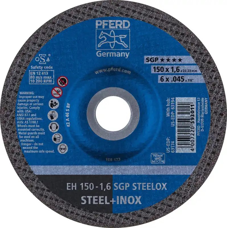 PFERD 63174 Cut-Off Wheel 6 Inch 7/8 Inch AH