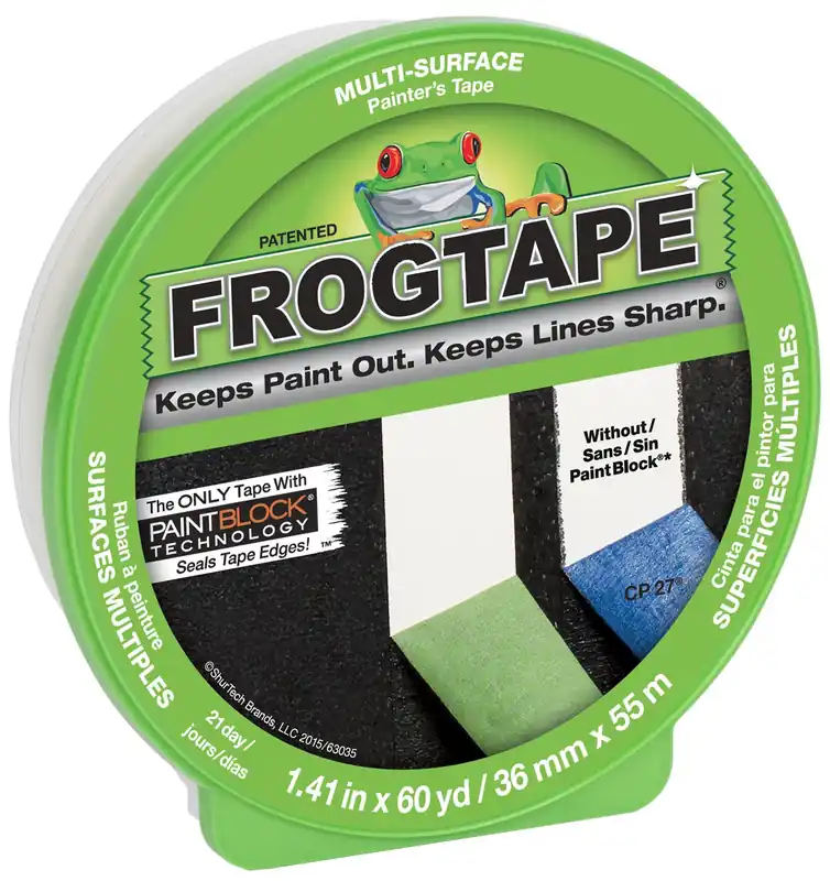 FrogTape 157900 CF 120 Crepe Paper Multi Surface Painters Masking Tape with PAINTBLOCK 48mm x 55m