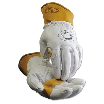 Caiman 1871-M Multi-Task Gloves Medium Boarhide Goat Ovis-Hide Leather White Tan