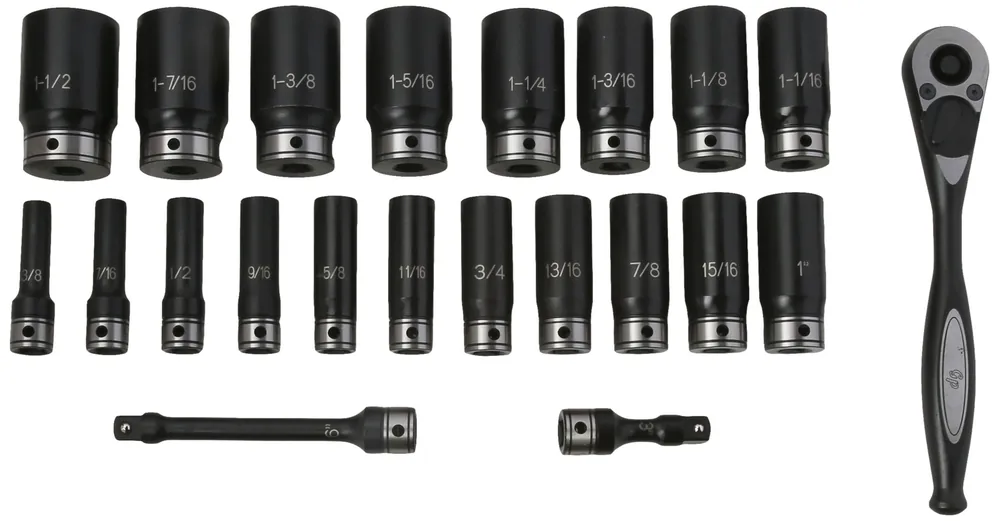 SK0369941-US20260702-105043-0 Grey Pneumatic 82622D Duo-Socket Impact Socket Set 1/2 in Dr 6-pt Deep 22 Pc - Image 1