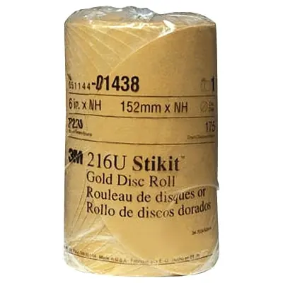 3M 7000119707 Stikit Gold Disc Rolls 216U Aluminum Oxide 6 In Diameter 220 Grit