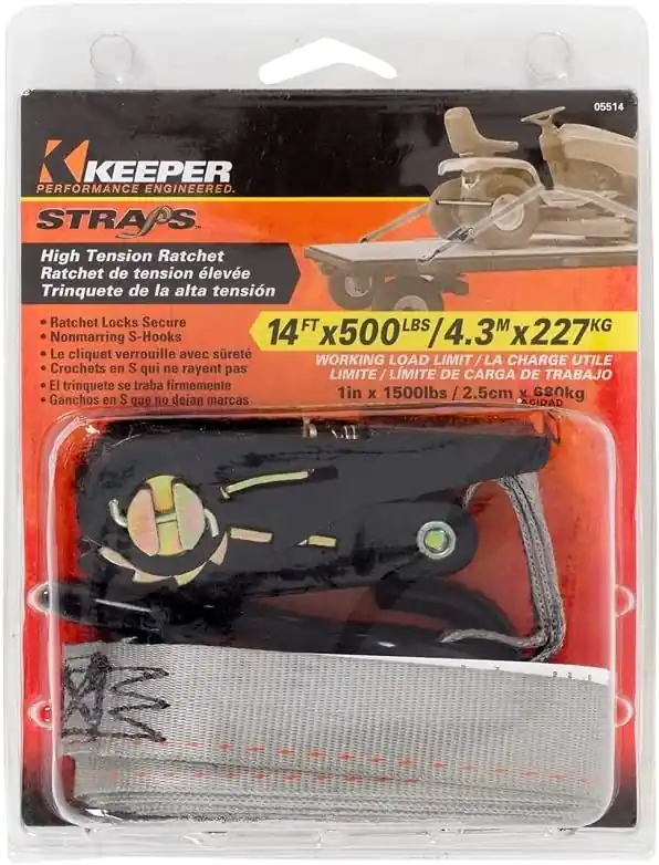 Keeper 5514 Ratchet Tie-Down Strap 1 inch 14 ft 500 lb Load Capacity