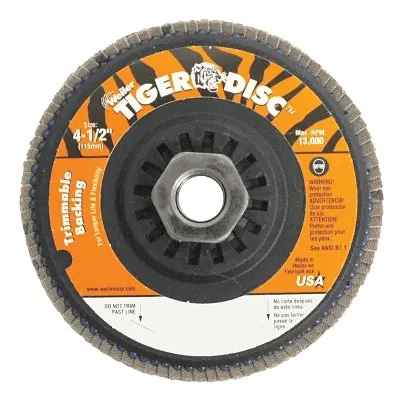 Weiler 50009 Tiger Flap Disc 4 1/2 Inch 120 Grit 5/8 Arbor 13,000 rpm