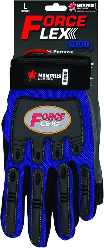 SK0370954-US20260702-105043-0 MCR Safety B100XL ForceFlex Clarino Synthetic Leather Gloves Adjustable Wrist Closure X-Large Blue Black 1-Pair - Image 1