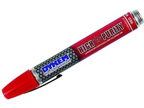 SK0371400-US20260702-105043-0 Dykem 44301 High Purity Marker Red Medium Tip Adjustable Threaded Cap - Image 1