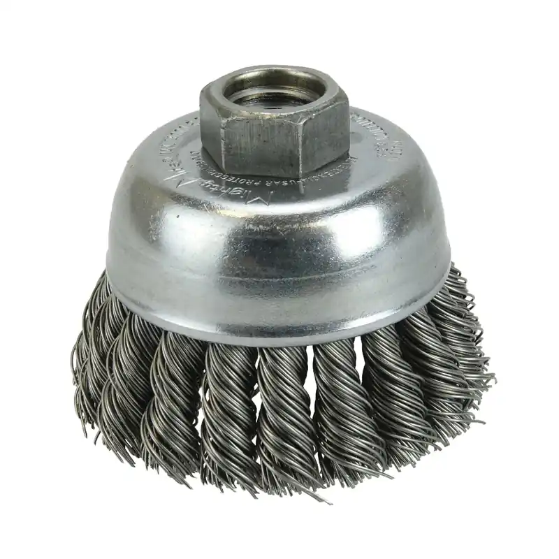 Weiler 13286 Single Row Knot Wire Cup Brush 2-3/4 inches Diameter .020 Steel Fill 5/8-11 UNC Nut