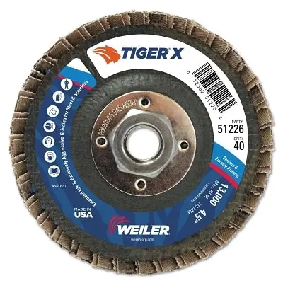 Weiler 51226 Tiger X Flap Disc 40 Grit (Pack of 10)
