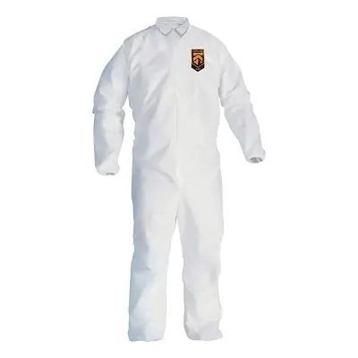 Kimberly-Clark Professional 46103 KleenGuard A30 Coverall Zipper Front Elastic Back Wrist and Ankles White Large