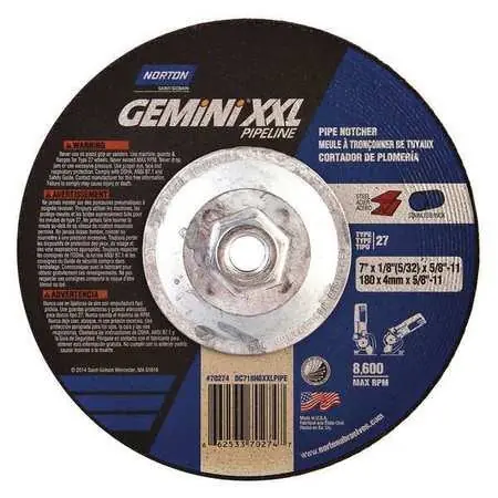 Norton 66253370274 Gemini XXL Depressed Center Wheel 7 Inch x 1/8 Inch x 5/8-11