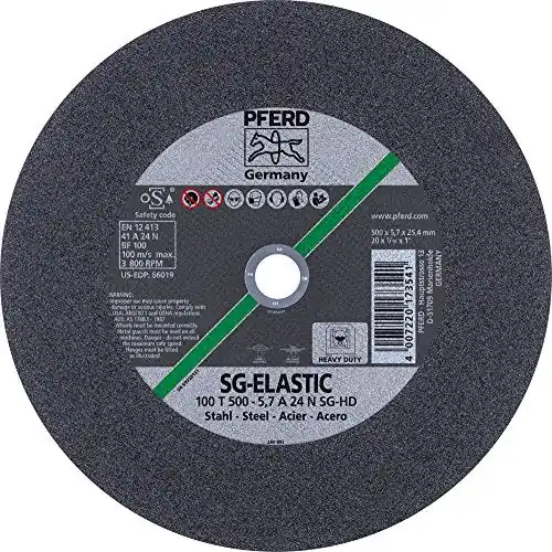 Pferd 66019 Heavy Duty Stationary Cut-Off Wheel Aluminum Oxide A 20 Diameter 1/4 Thick 1 Bore 3,800 RPM Pack of 5