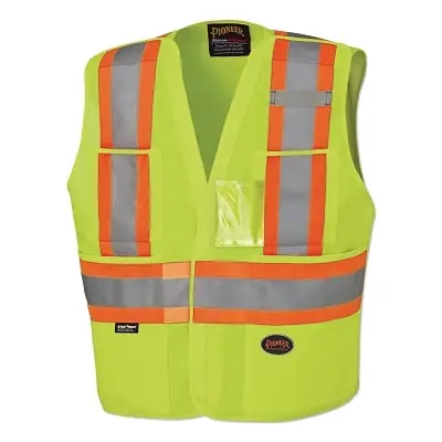 Pioneer V1021061U-S/M Hi-Vis Safety Tear Away Vest S/M Yellow Green