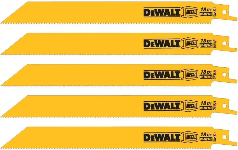 DeWalt DW4821 8 Inch 18 TPI Reciprocating Saw Blade 5-Pack