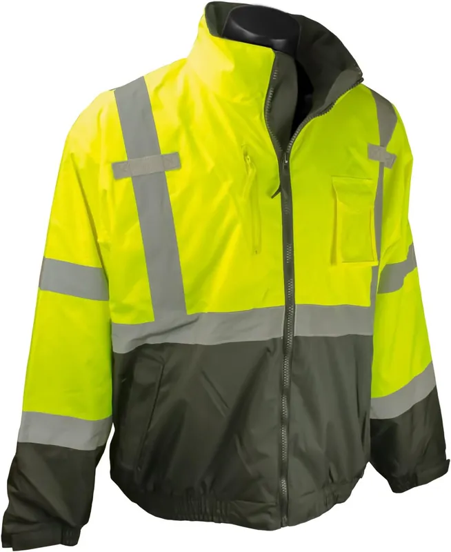 Radians SJ210B-3ZGS-M Radwear Winter Bomber Jacket Hi-Viz Green Black Bottom Medium