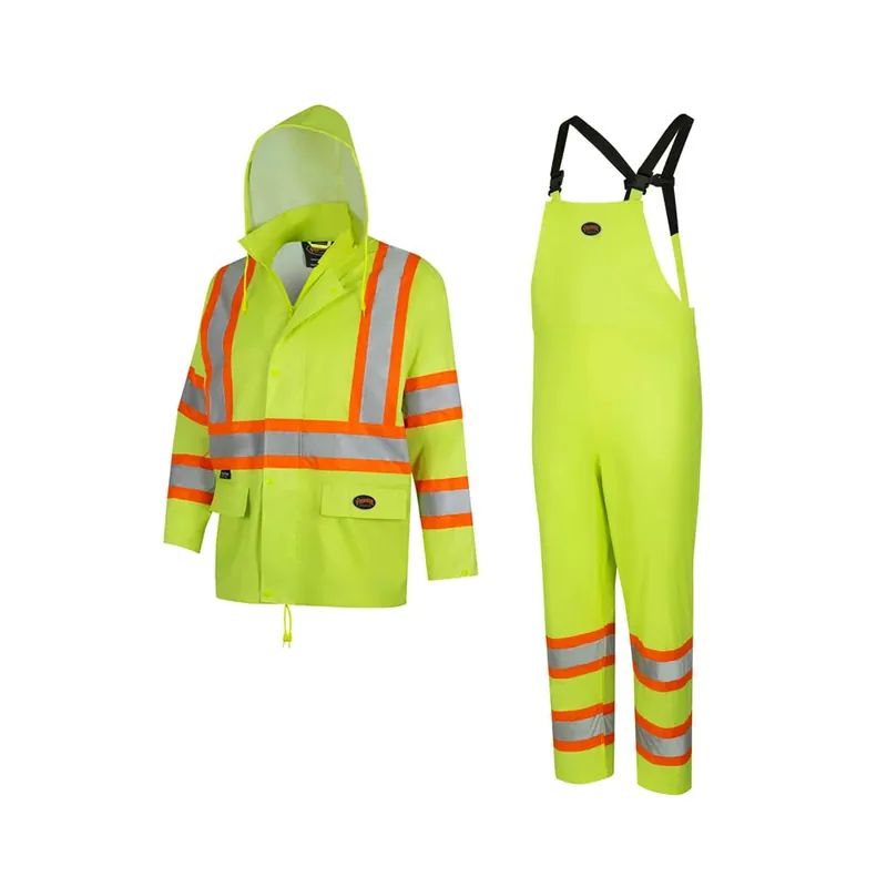 Pioneer V1080160U-XL Hi Vis Lightweight Waterproof Safety Rain Suit - Reflective Work Rain Gear Yellow/Green X-Large