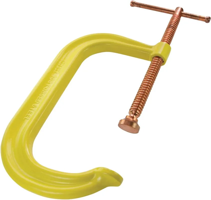 Bessey CDF408CHV Drop Forged 8 in. x 5 in. Throat Depth Clamp, High Visibility Frame, Copper Plated Spindle