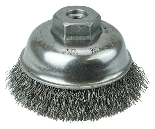 SK0373695-US20260702-105043-0 Weiler 13175 Crimped Wire Cup Brush 3-1/2 inches Steel Fill M10 x 1.25 Nut - Image 1