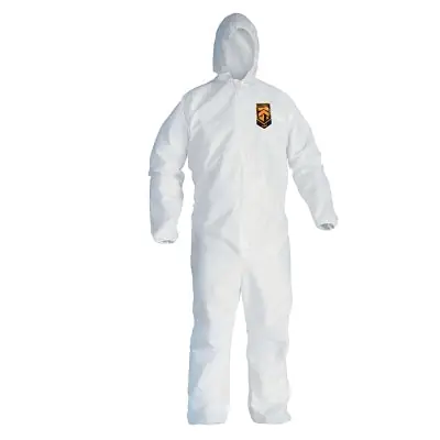 Kimberly-Clark Professional 41507 KleenGuard A45 Breathable Liquid and Particle Protection Elastic Wrist/Ankle Coveralls, White, 2XL, Hood/Fr Zipper