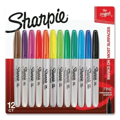 SHARPIE 30075PP Fine Tip Permanent Marker 12-Pc Assorted Colors