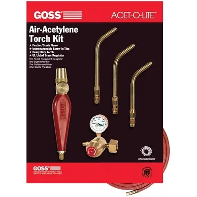 Goss KA-31 Feather Flame Air-Acetylene Torch Outfits, 1/8 in, 3/16 in, 1/4 in, Acetylene (B)