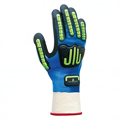 Showa 377IPL-08 Fully Coated Nitrile Impact Resistant Safety Work Gloves Large Pack of 12