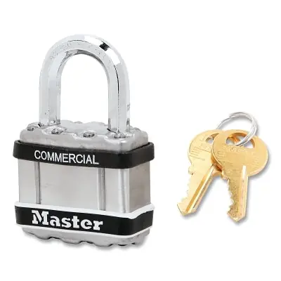 Master Lock M1KASTS-2035 Wide Commercial Magnum Laminated Steel Padlock, Alike-Keyed, No 2035, 1 in Shackle Height, 1-3/4 in Body Width, Silver