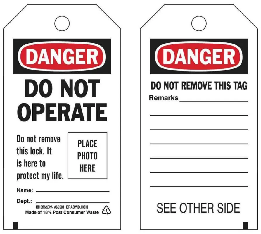 SK0374782-US20260702-105043-0 Brady 65501 2-Sided Rectangular Self-Laminating Danger Tag 5-3/4 in x 3 in B-851 Polyester - Image 1