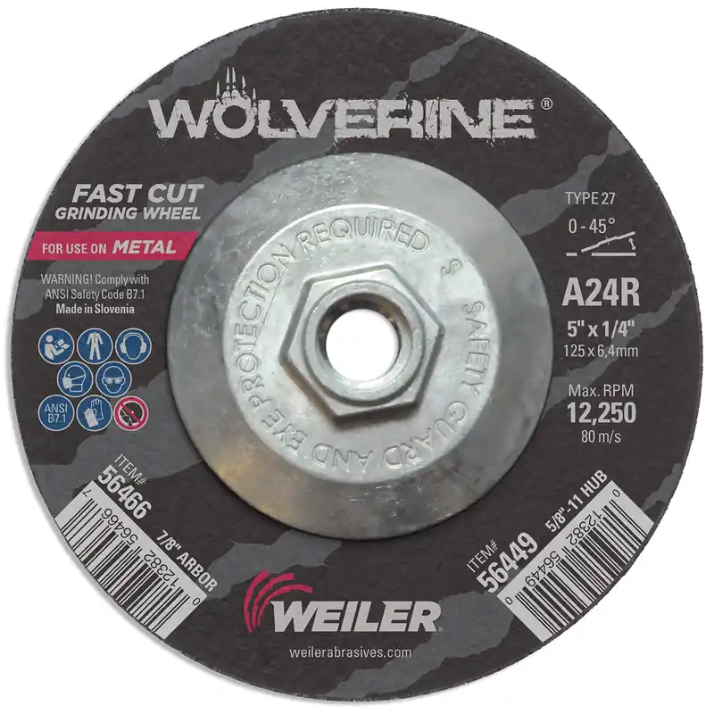 SK0374845-US20260702-105043-0 Weiler 56449 Wolverine Type 27 Grinding Wheel 5/8-11 Nut - Image 1