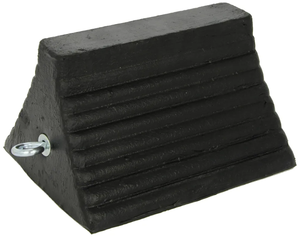 Checkers RC815 General Purpose Rubber Wheel Chock Up to 32 in Tires Black Includes Eye Bolt