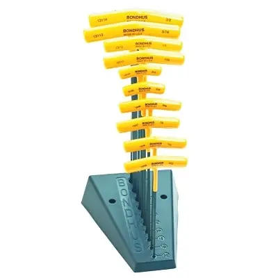 Bondhus 13190 Balldriver T-Handle Hex Key Sets 10 Per Stand Hex Ball Tip Inch