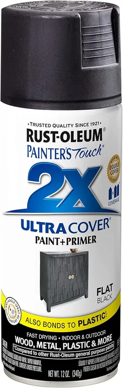 SK0375260-US20260702-105043-0 Rust-Oleum 334020 Painter's Touch 2X Ultra Cover Spray Paint 12 oz Flat Black - Image 1