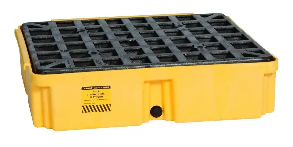 SK0375400-US20260702-105043-0 Eagle 1633D Drum Modular Spill Platform with Drain 2000 lbs Yellow - Image 1