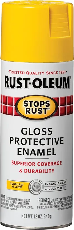 Rust-Oleum 7747830 Stops Rust Spray Paint 12 oz Gloss Sunburst Yellow
