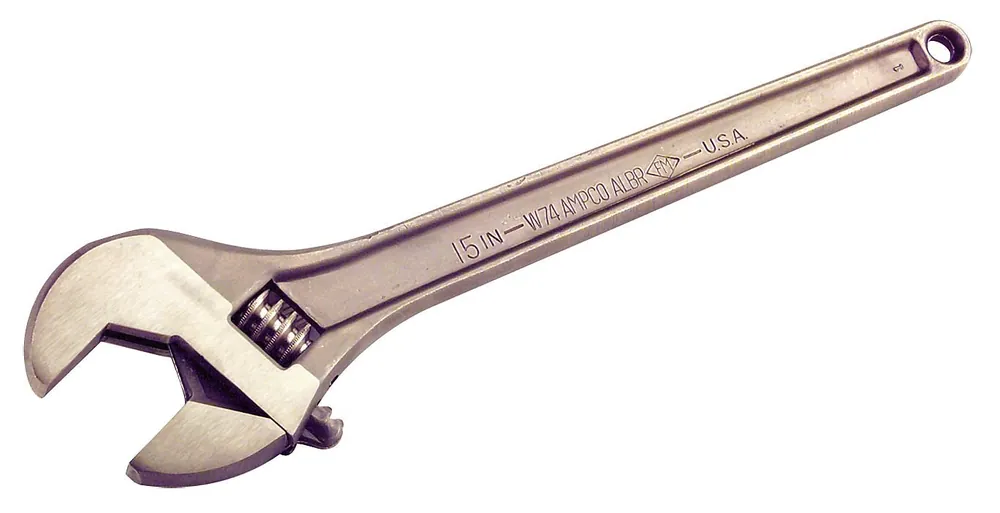 SK0375746-US20260702-105043-0 Ampco Safety Tools W-74 Adjustable End Wrench 15 Inches Natural Non-Sparking Non-Magnetic Corrosion Resistant - Image 1