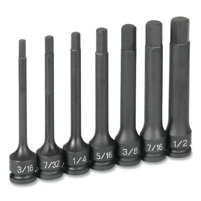 Grey Pneumatic 1247H Impact Driver Set 3/8 in Drive SAE 7-Pc 4 in Length Hex