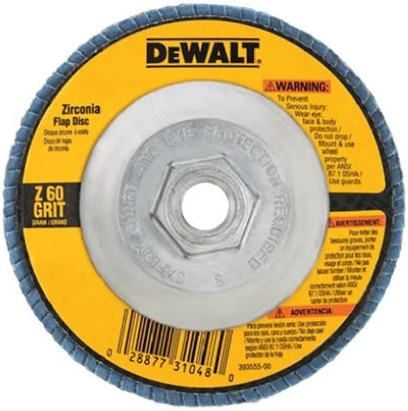 SK0375852-US20260702-105043-0 DeWALT DW8312 4-1/2 Inch by 5/8-11 60 Grit Zirconia Angle Grinder Flap Disc - Image 1