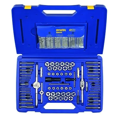 IRWIN 26377 117-Pc Machine Screw/Fractional/Metric Tap & Hex Die and Drill Bit Deluxe Set, Includes Plastic Case