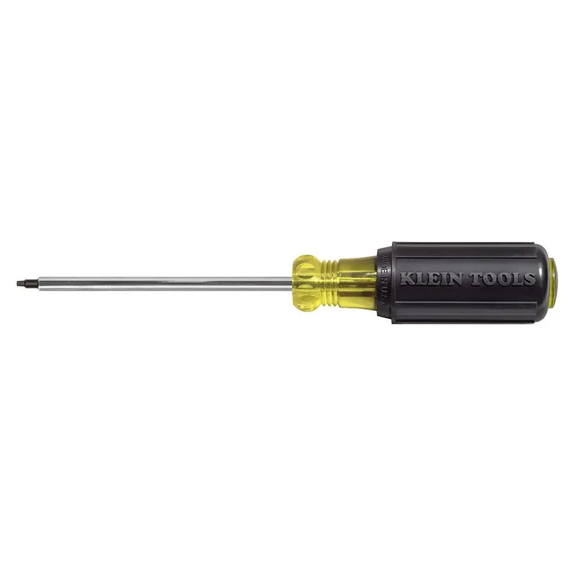 Klein Tools 662 Square-Recess Tip Screwdriver 4-Inch Round Shank Cushion Grip Handle